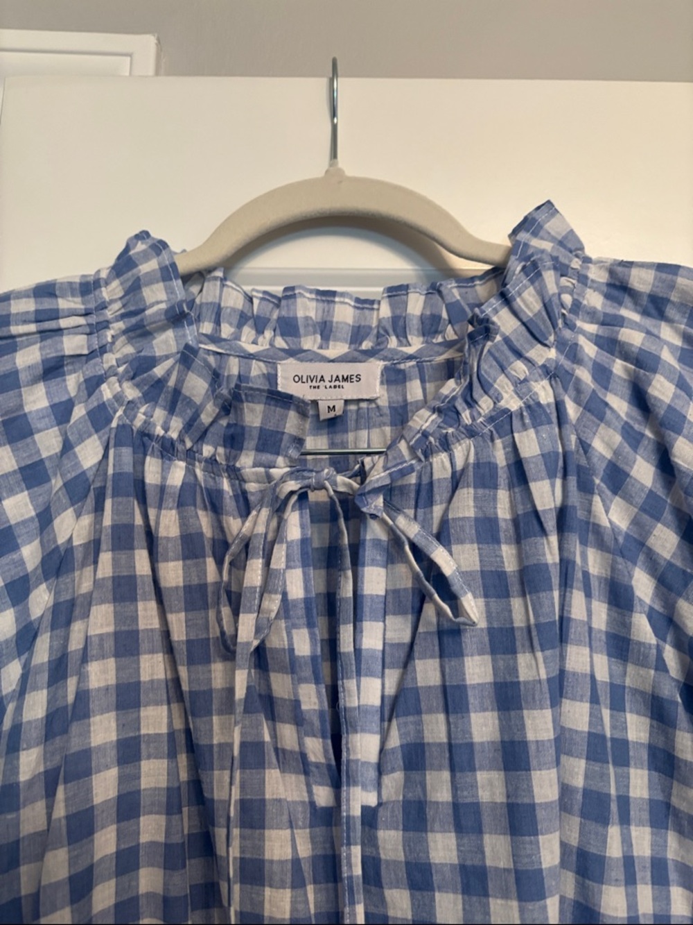 Blue Gingham Maxi Skirt - Smocked Waist Tiered Design - Picture 2 of 2